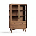 Wooden display cabinet with glass doors and two storage drawers 90 x 45 x 160cm