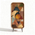 Wooden cabinet with geometric design for storage 80 x 40 x 140cm
