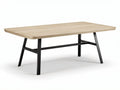 Natural wood dining table with black metal legs 200 x 100 x 75cm