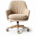 Upholstered office chair with swivel base and adjustable height in beige fabric