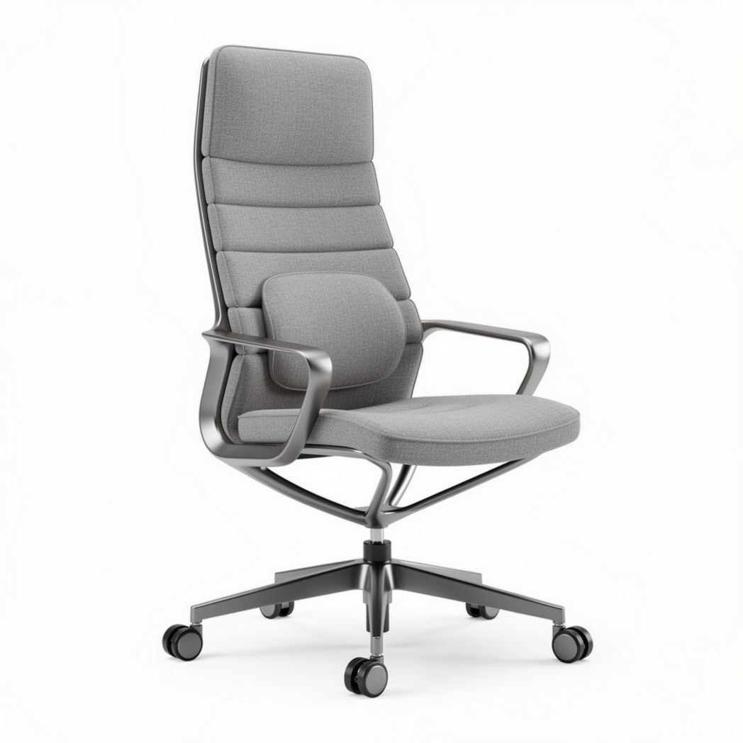 Ergonomic office chair with adjustable height gray fabric upholstery 60 x 60 x 110cm