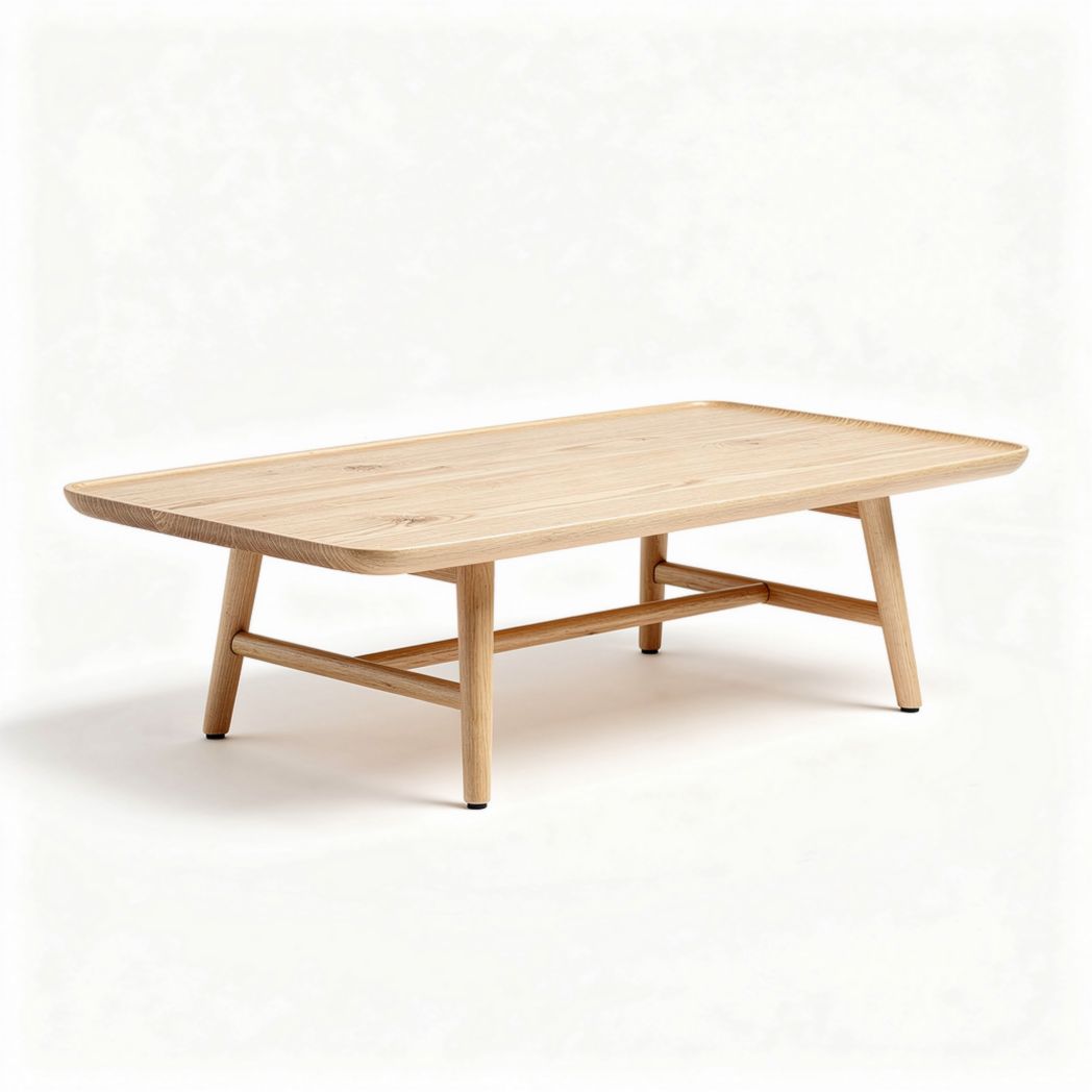 Rectangular oak coffee table with tapered legs 120 x 75 x 40cm