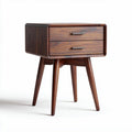 Wooden nightstand with two drawers in walnut finish measuring 45 x 40 x 60cm