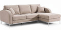 Beige fabric sectional sofa with brushed stainless steel legs 220 x 150 x 85cm