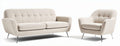 Fabric sofa and armchair set in light beige approximately 200 x 80 x 90cm