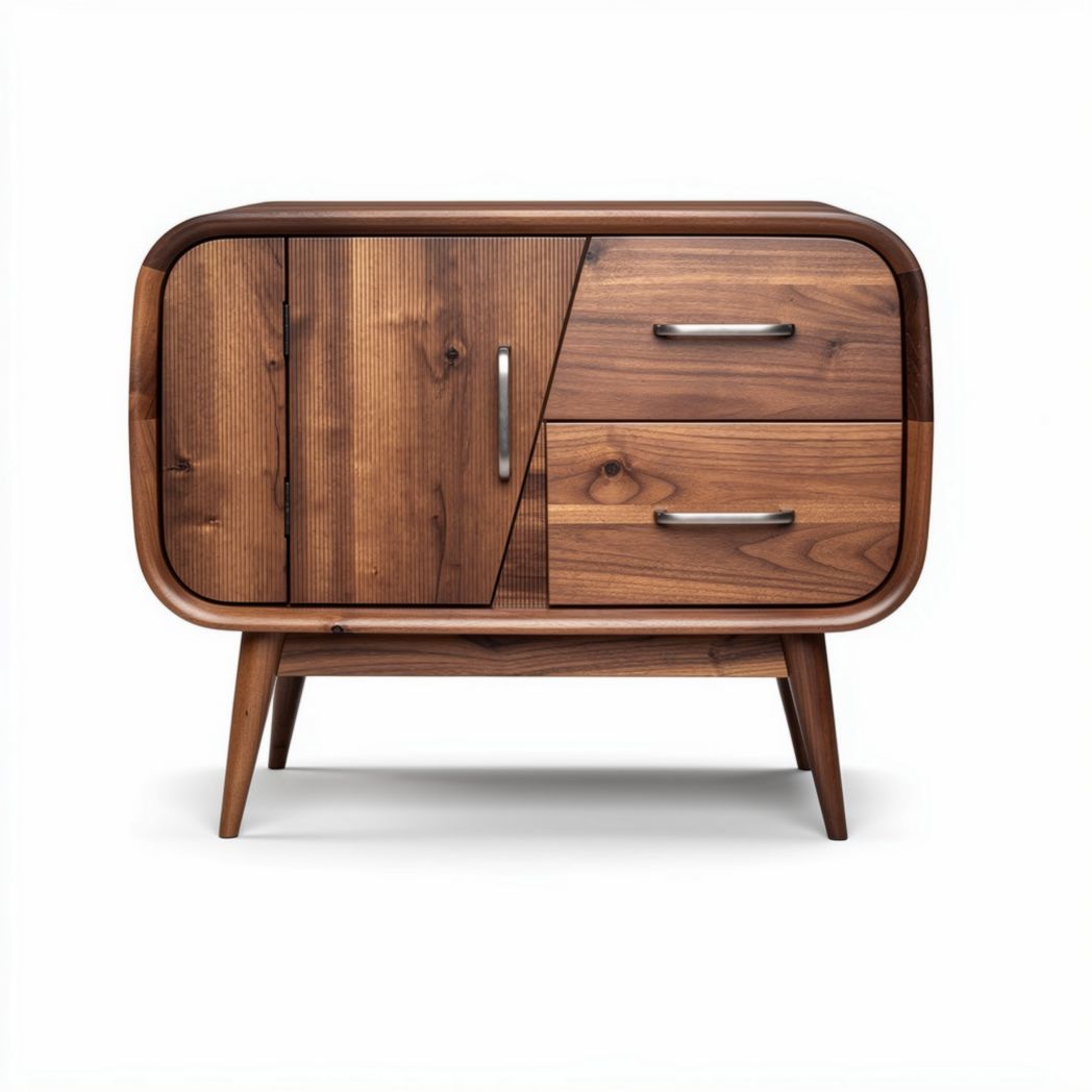 Wooden side table with drawer and cabinet design for living room 80 x 40 x 60cm