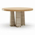 Round dining table with wood top and concrete base 120 x 120 x 75cm