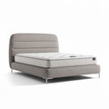 Modern upholstered bed frame with memory foam mattress in gray 200 x 160 x 30cm