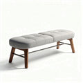 Upholstered bench with tufted design and wooden legs 120 x 40 x 45cm